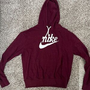 Nike Maroon Hoodie with White Logo